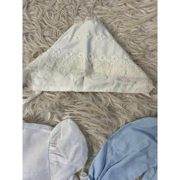 Vintage Madonna by Haddad & Nannette White Blue Christening gown embroidered 12 - Picture 6 of 9